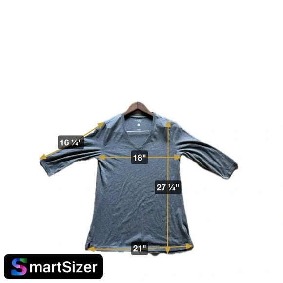 classic vneck 3/4 sleeve basic minimalist tee casual size small Great Northwest - Picture 4 of 8